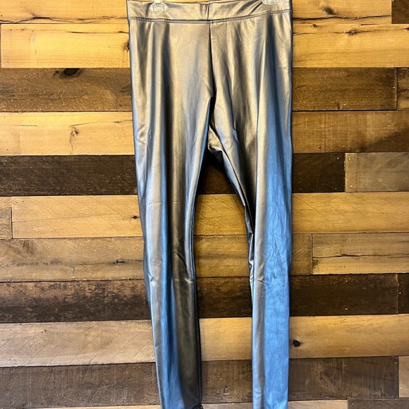 Express Faux Leather Leggings Silverish 